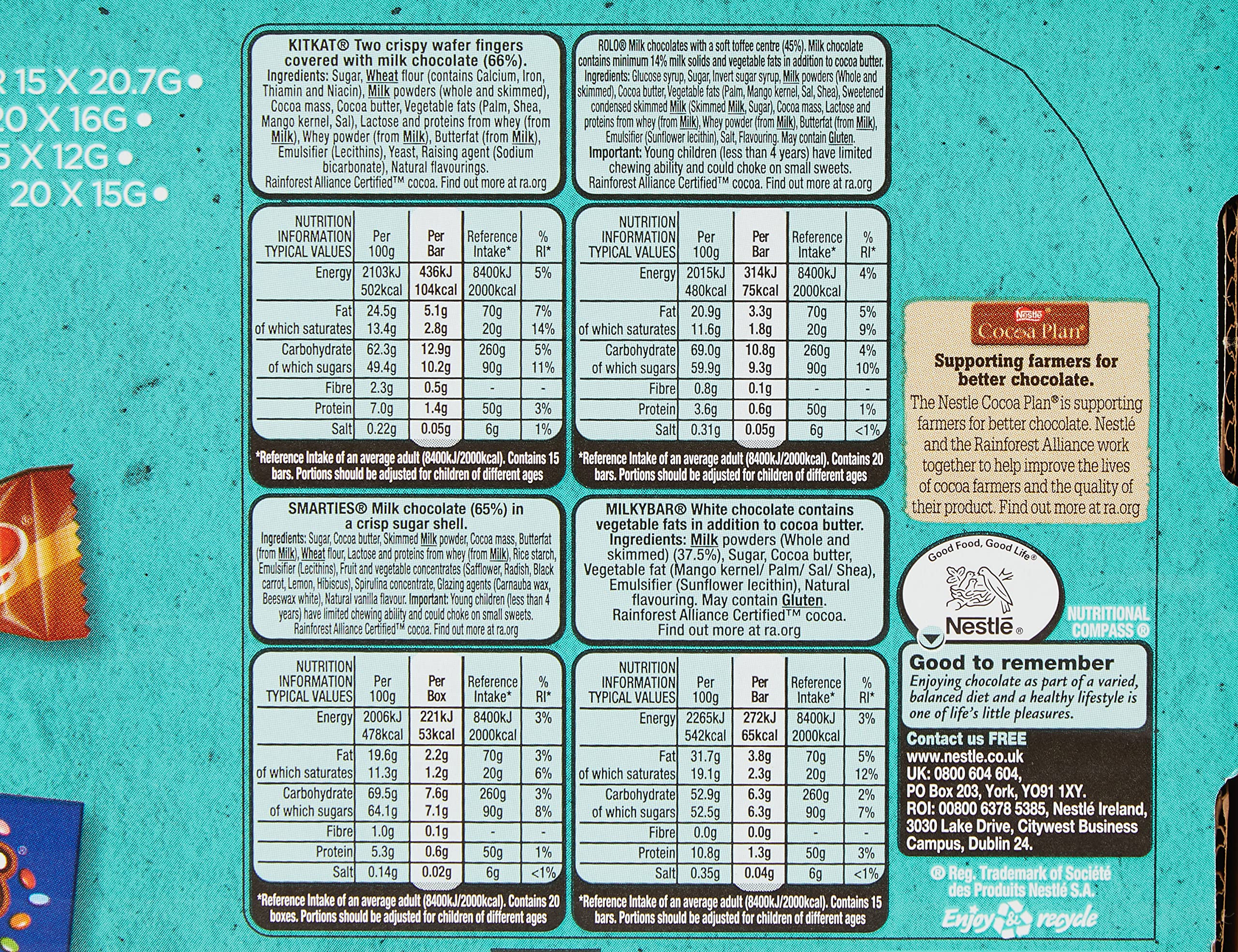 Nestle Chocolate Mini's Selection Box 70 x Treat Size Chocolate Bars