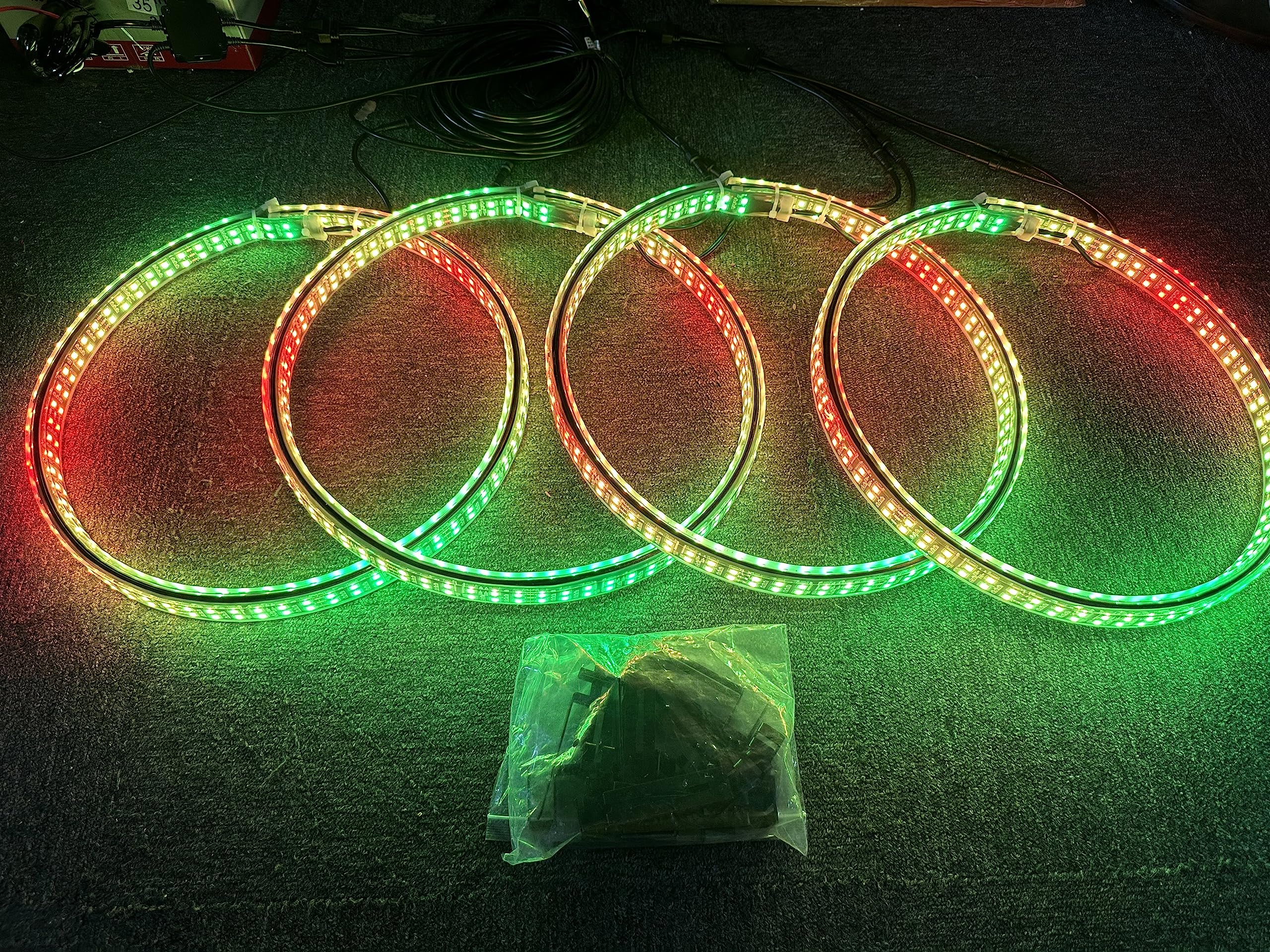 Sando Tech 17.5'' Quad Row Dream Color Chase 2-Side LED Wheel Light Million Color Shift w/Turn Signal,Braking,Lock Controlled by Remote and Bluetooth APP