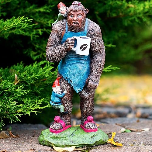 Bigfoot 11 x 55 x 43 pulgadas gnomos de jardín para exteriores estatua de pie grande gnomos de jardín divertidos estatua de Sasquatch decoración de