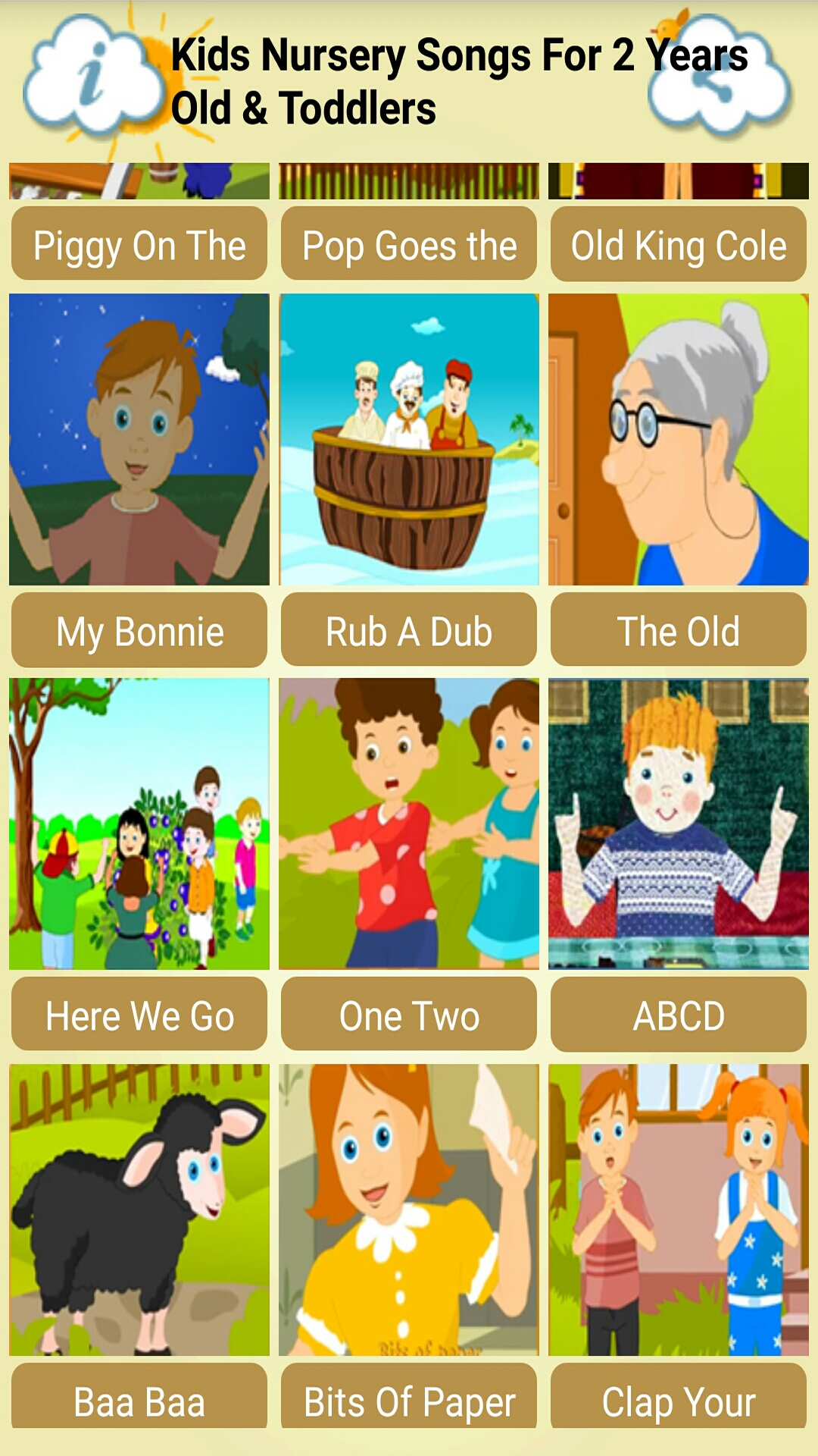 Kids Nursery Songs & Lyrics For 2 Years Old And Toddlers - App on ...