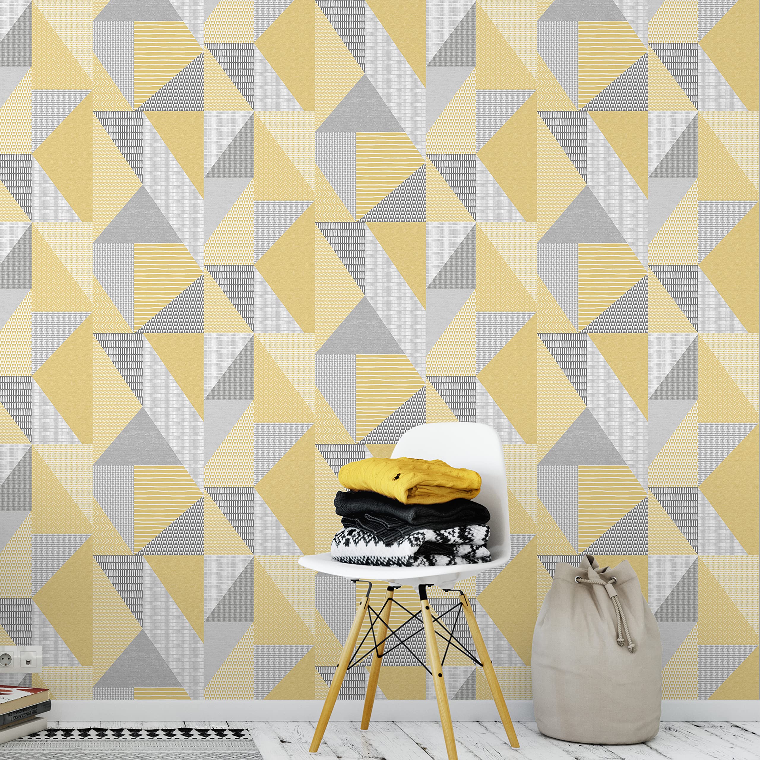 Catherine Lansfield Larsson Geo Wallpaper Ochre