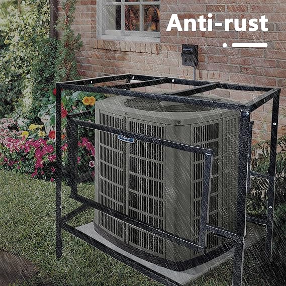 AC Guard Adjustable Security Cage Air Conditioner Cage, Adjustable Size up to 51x50x59 inch Fit All Condensers, Air Conditioner Condenser Safety Cage Kit with Top Bar & Lockset Strong and Sturdy