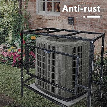 AC Guard Adjustable Security Cage Air Conditioner Cage, Adjustable Size up to 51x50x59 inch Fit All Condensers, Air Conditioner Condenser Safety Cage Kit with Top Bar & Lockset Strong and Sturdy
