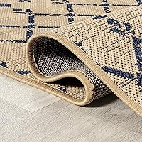 Vista 6 de JONATHAN Y Alfombra marroquí geométrica para interiores y exteriores, 8 x 10 pies, color beige/azul marino, tejido texturizado Ourika, para patio