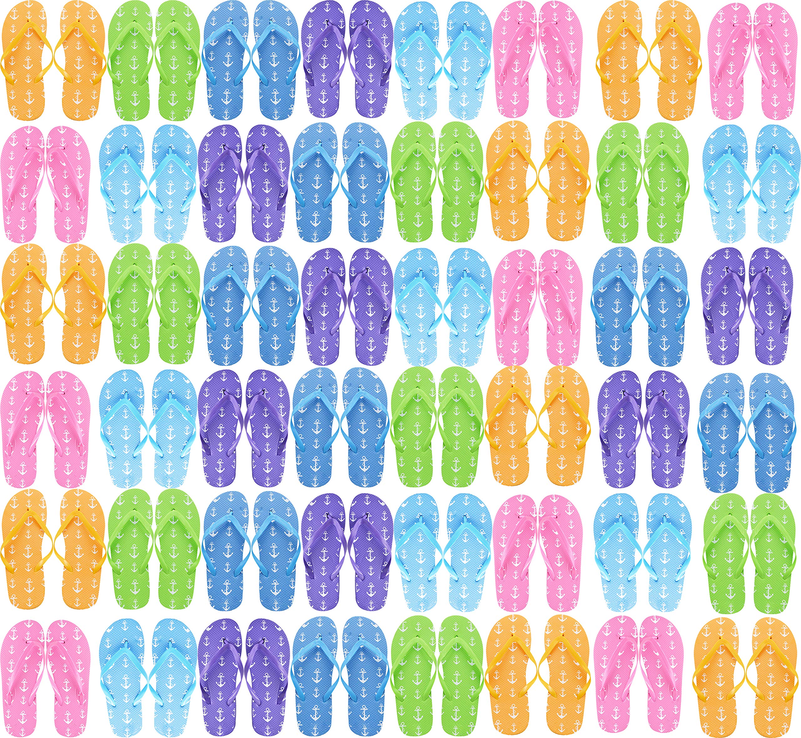 Bulk Flip Flops for Weddings, 48 Pairs, Wedding Reception Guest Slippers, Destination Beach Pool Wholesale Pack