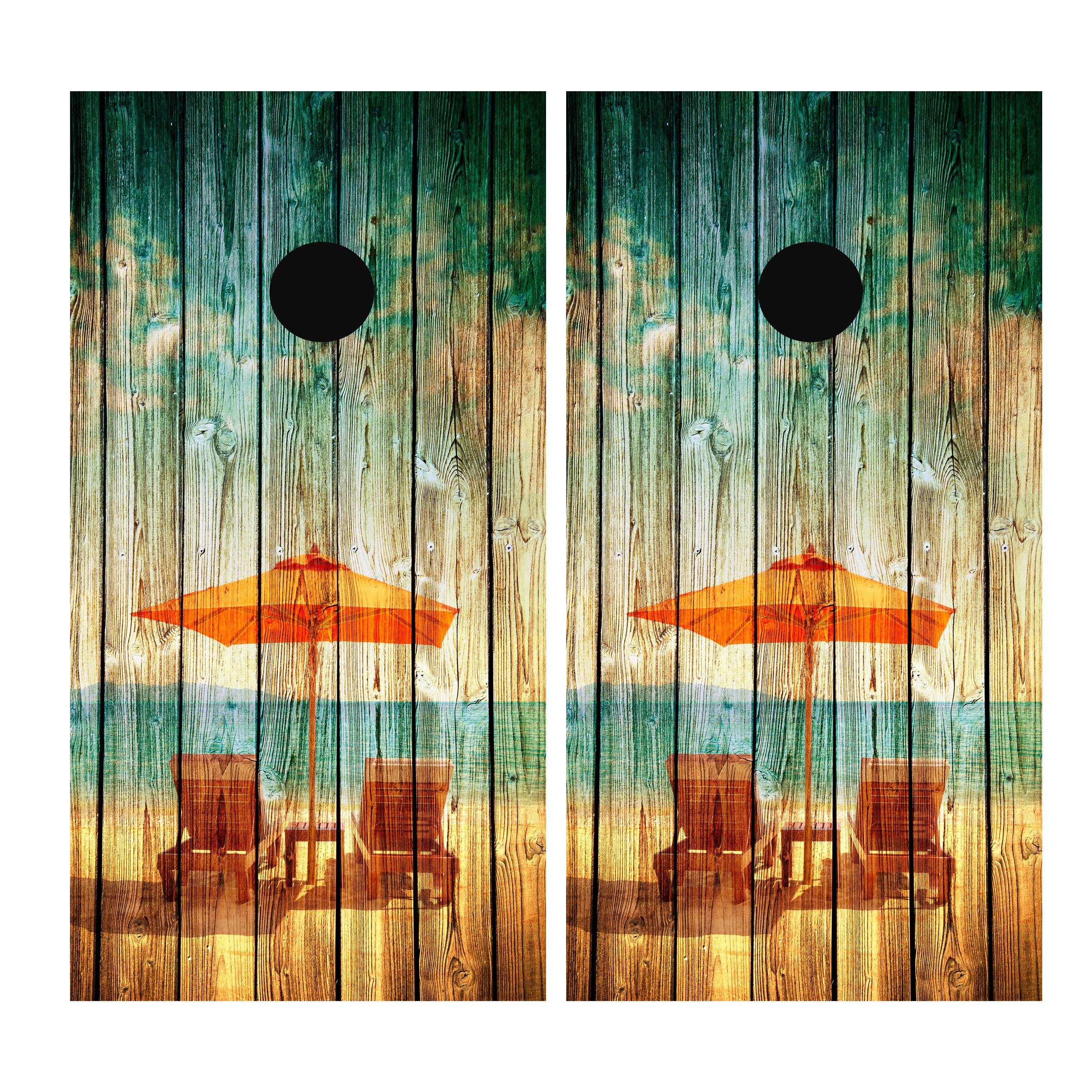 Beach Scene Cornhole Board Wrap Vinyl
