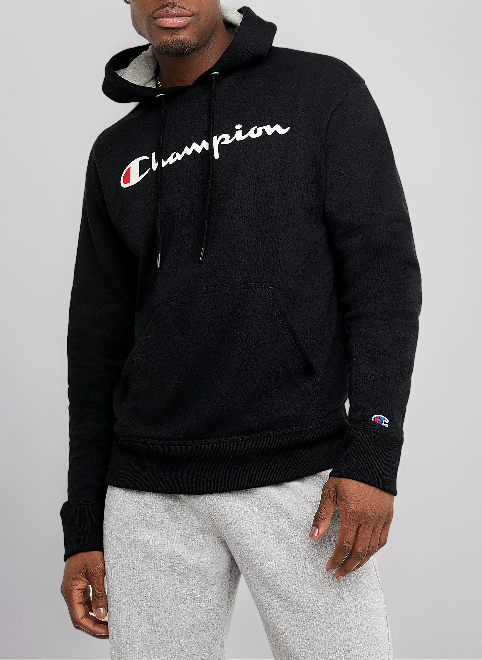 Champion Men's Pullover Fleece Hoodie, Standard Fit, Midweight, C Logo, Available in Regular and Big & Tall