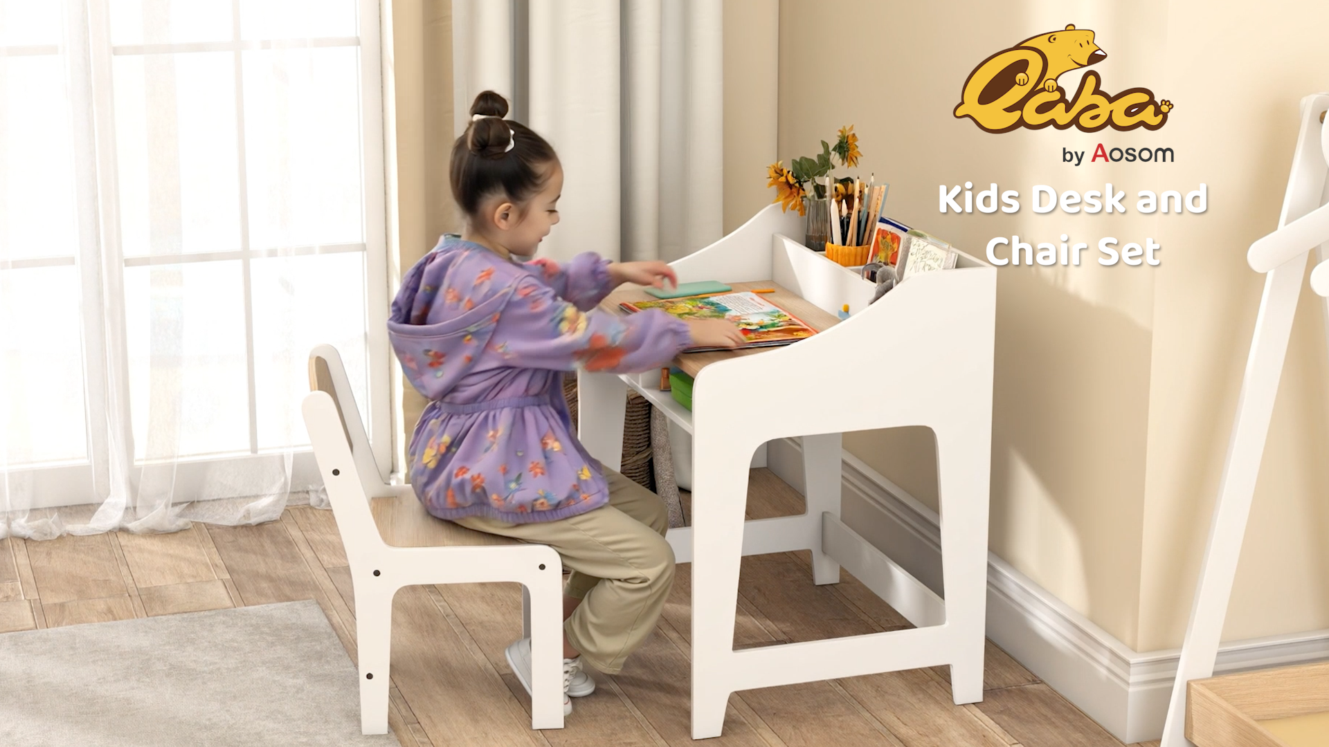 Amazon.com: Qaba Kids Desk and Chair Set Study Desk for Children