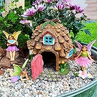 Vista 5 de Mood Lab Fairy Garden - Kit de casa de hadas de piñas de 4 piezas - Juego de figuras y accesorios en miniatura - Decoración para exteriores o casa