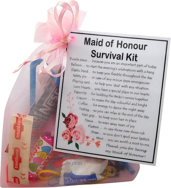 SMILE GIFTS UK Bridesmaid/Maid of Honour Survival Kit Gift - Bridesmaid gift, Maid of Honour Gift, Wedding Party Gift (Maid of Honour)