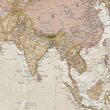 Maps International Giant World Map Antique Style Mega-Map Of The World - Laminated - 46 x 80-2025 Updated