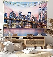 Vista 132 de Ambesonne Tapiz hawaiano, Costa Na Pali en la isla de Kauai en Hawái, día soleado, horizonte de montaña, colgante de pared para dormitorio, sala