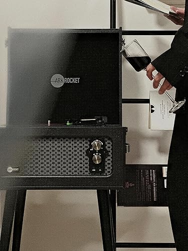 Miniatura 8 de Arkrocket Discovery II tocadiscos Bluetooth de 3 velocidades con consola retro con altavoces integrados y patas extraíbles (negro)