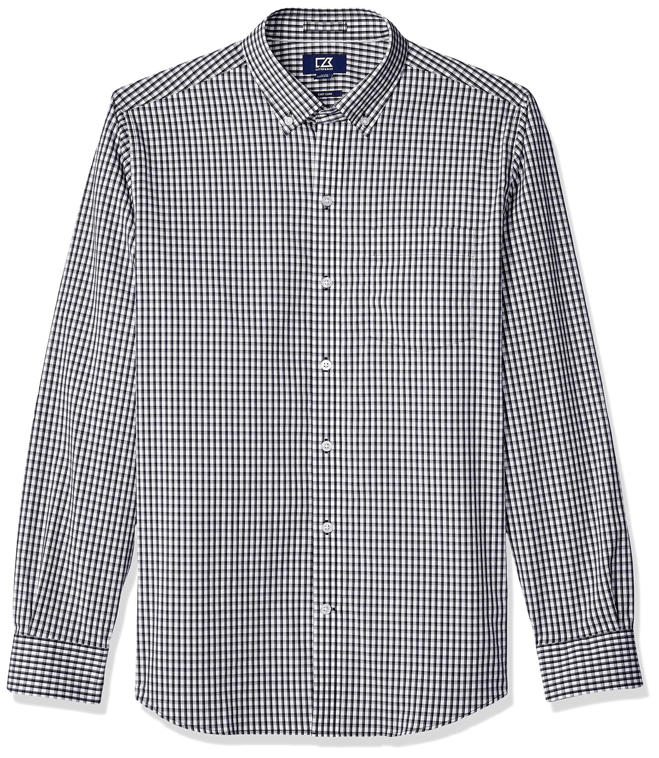 Cutter & Buck Herren Knitterfreies Stretch-Langarmhemd mit Knopfleiste Klassisches Hemd, Liberty Navy Gingham, L