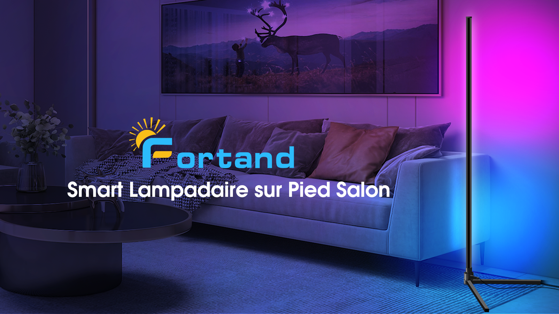 Lampadaire LED Fortand 147 Cm Avec Télécommande - Dimmable, Réglage Couleur 2700K-6500K, Pour Salon/chambre