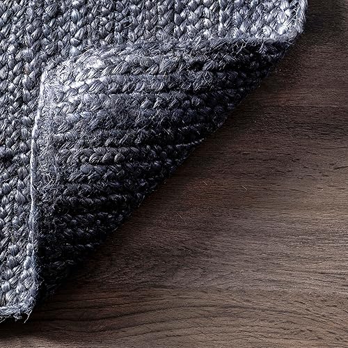 Miniatura 7 de nuLOOM Rigo Tapete rústico de yute, tejido a mano, 8 x 10pies, color azul marino