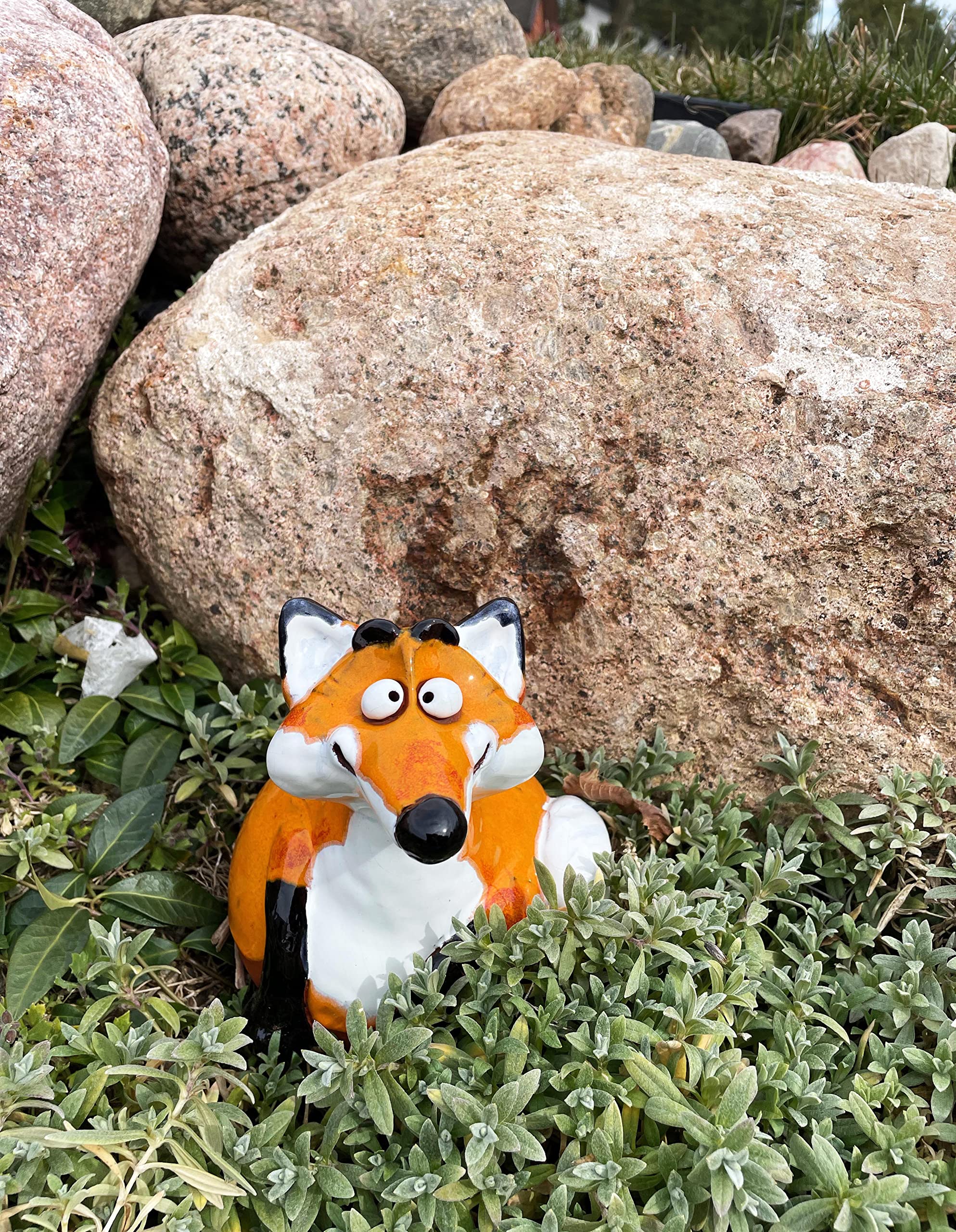 ceramica decorazione statua da esterni per giardino e casa 'Fox' H17 CM. Fatto a mano