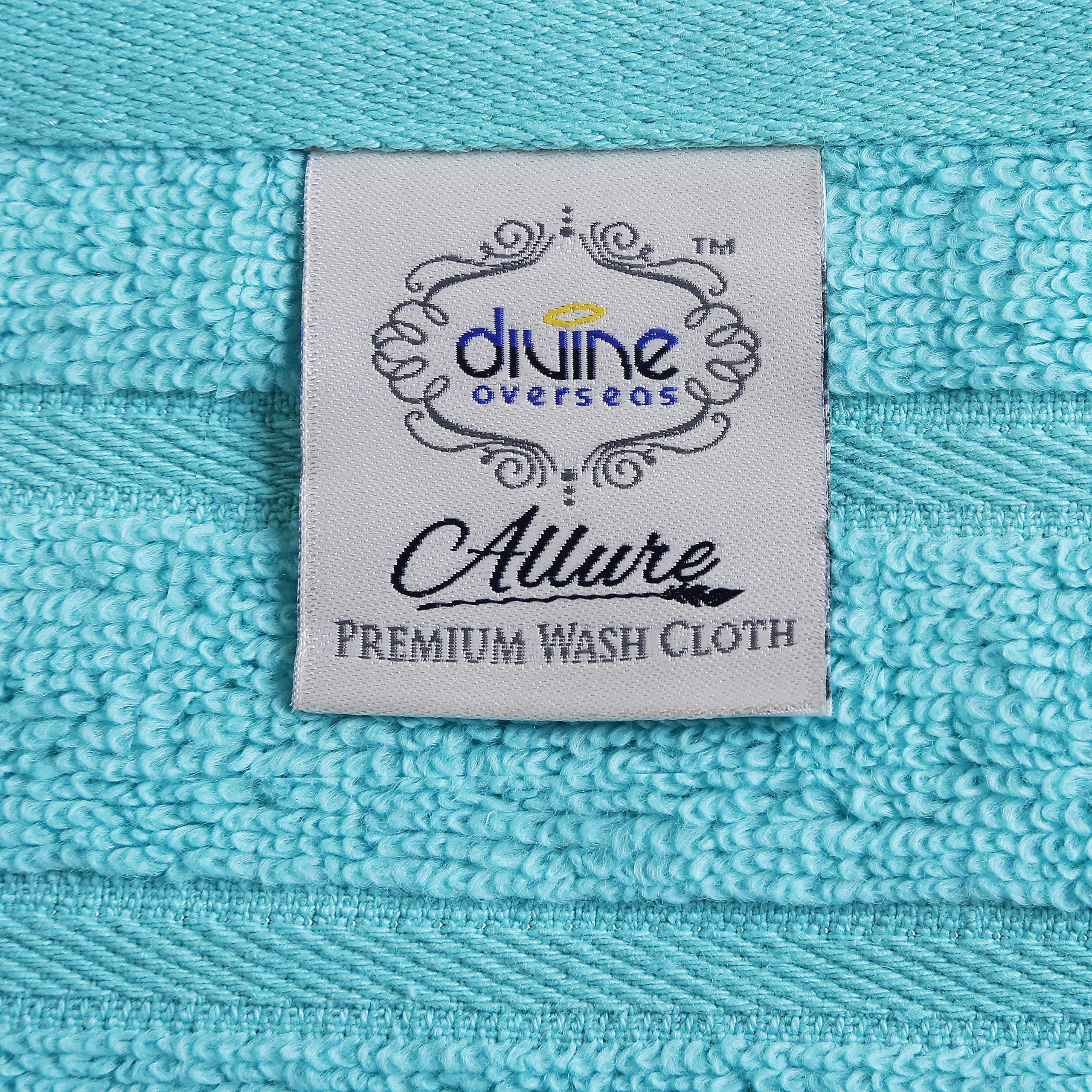 DIVINE OVERSEAS Allure Luxury Zero Twist Naturally Cotton Yarn 8 Pieces Towel Set with 2 Bath Towels 27"x54", 2 Hand Towels 16"x27", 4 Face Towels 13"x13", Soft, Absorbent, Quick Dry, Fresh Aqua Color 3