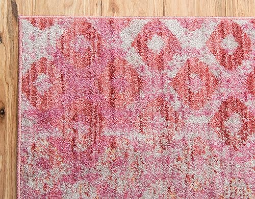 Miniatura 9 de Unique Loom Rainbow Collection - Alfombra geométrica abstracta moderna acuarela rosa (7 pies x 10 pies)