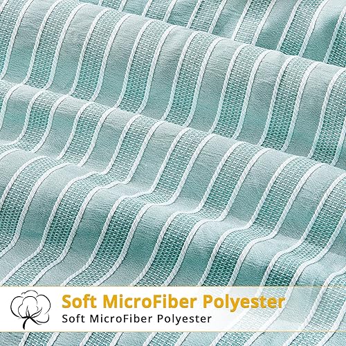 Miniatura 4 de ENCOFT Edredón tamaño Queen, edredón de 3 piezas con textura de espuma de mar verde para cama tamaño Queen, juego de edredón bohemio de microfibra