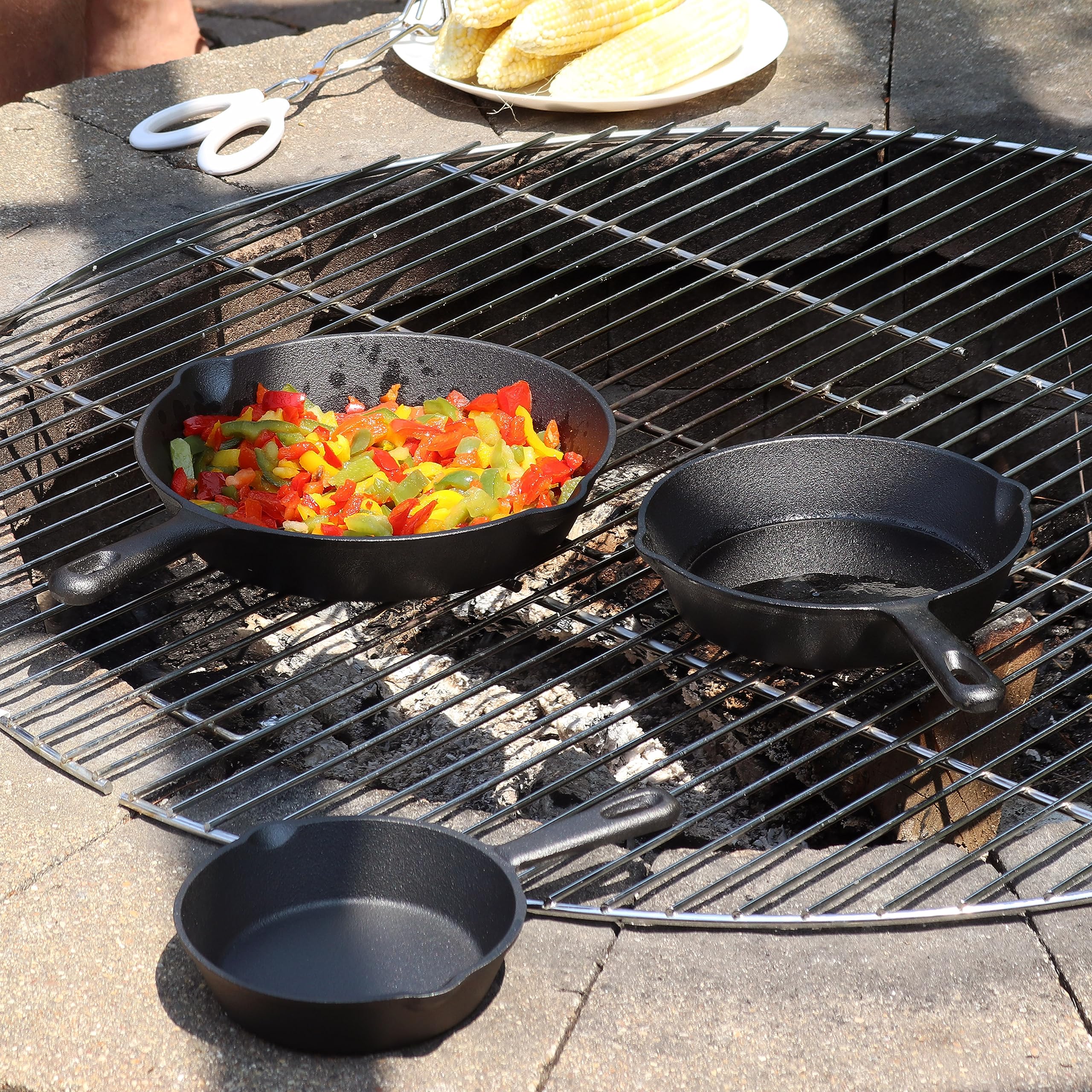 Amazon.co.jp: Sunnydaze 鋳鉄製スキレット3点セット プレシーズニング