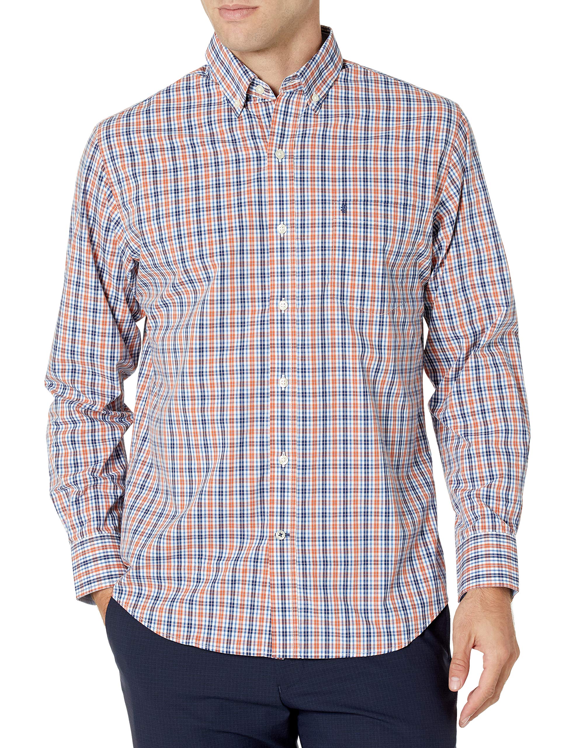 Mens Performance Comfort Long Sleeve Plaid Button Down