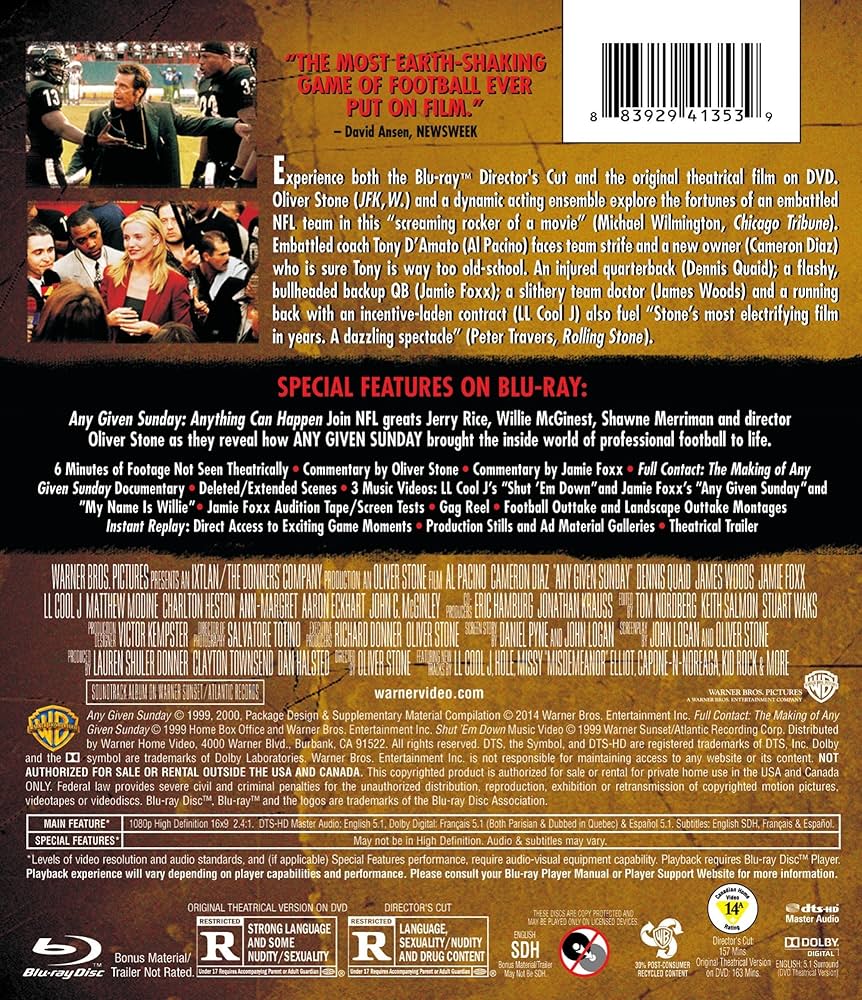 Amazon.com: Any Given Sunday: 15th Anniversary [Blu-ray