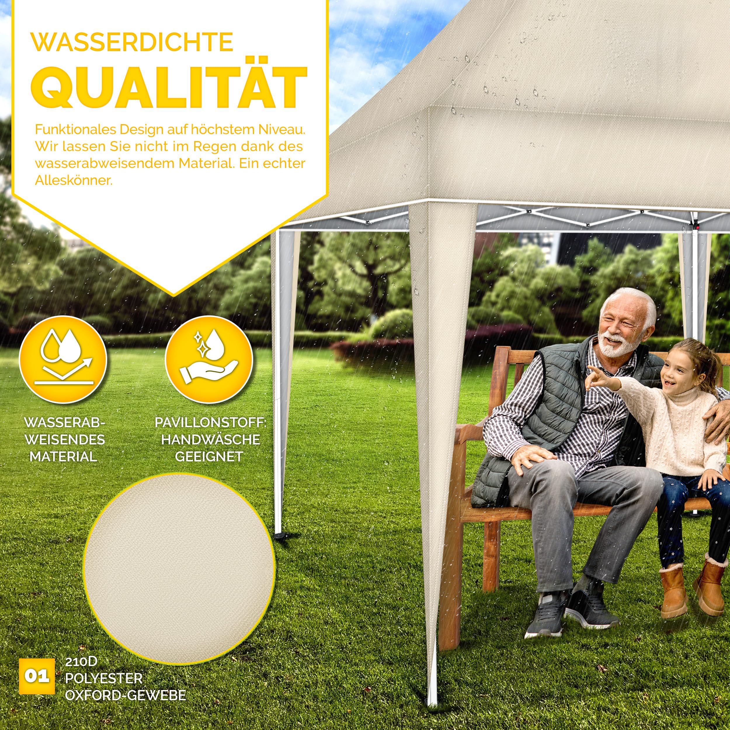 tillvex® Pavillon 3x6m Wasserdicht + 4X Sandsäcke | Stabil & Winterfest