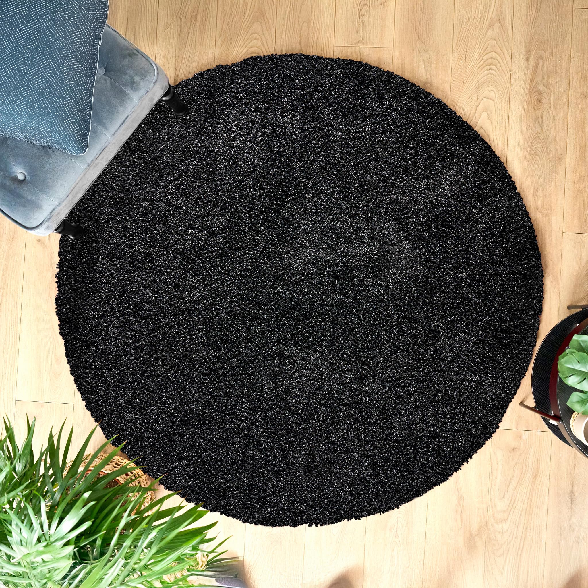 Bravich Navy Blue Shaggy Rug 80 x 150cm (2'7" x 4'11") 5cm Pile Medium Thick Fluffy Living Room Hessian Backed Washable — view 82