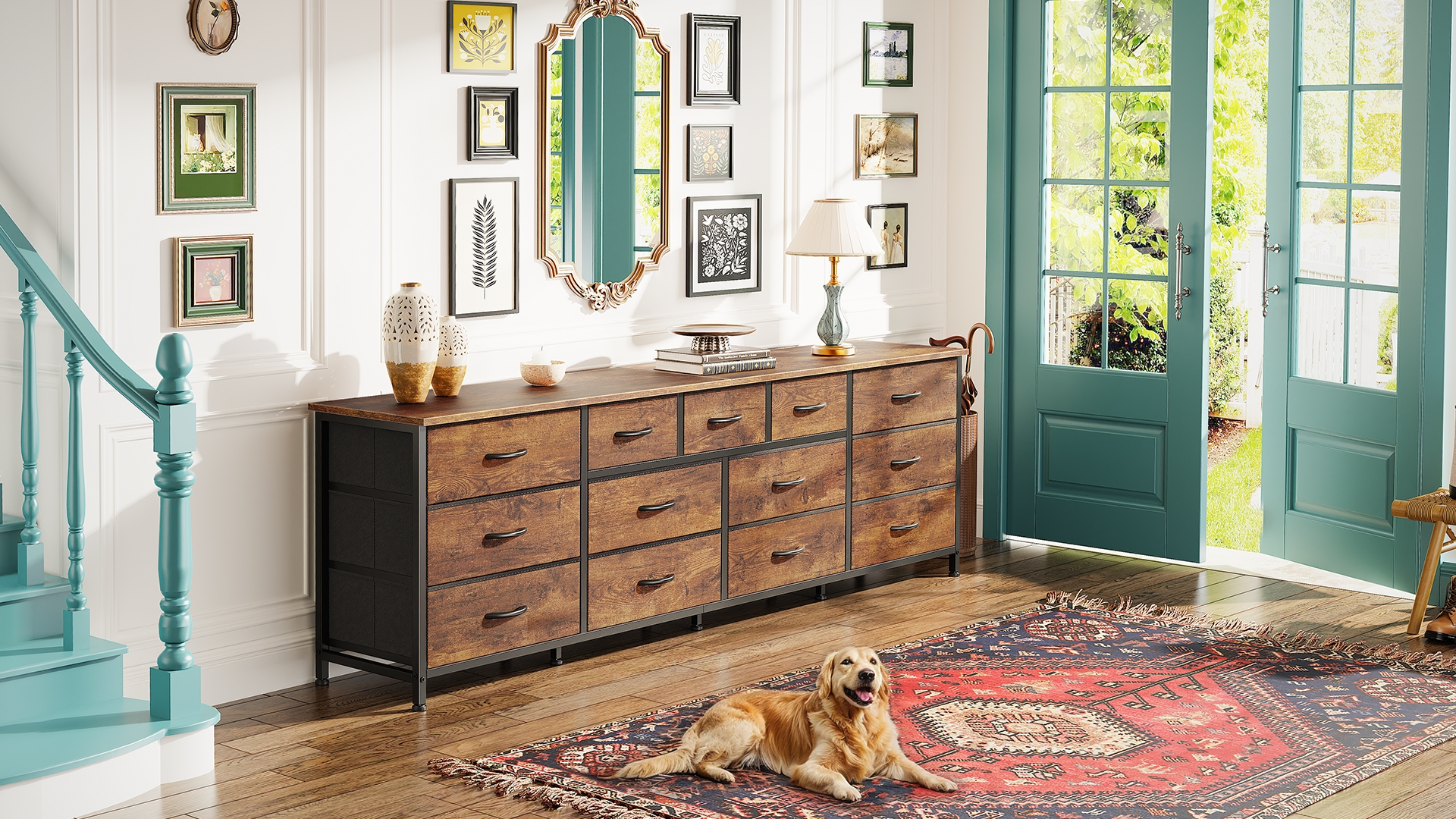 80 inch long dresser Anton Solid Wood 9-Drawer Dresser 85"