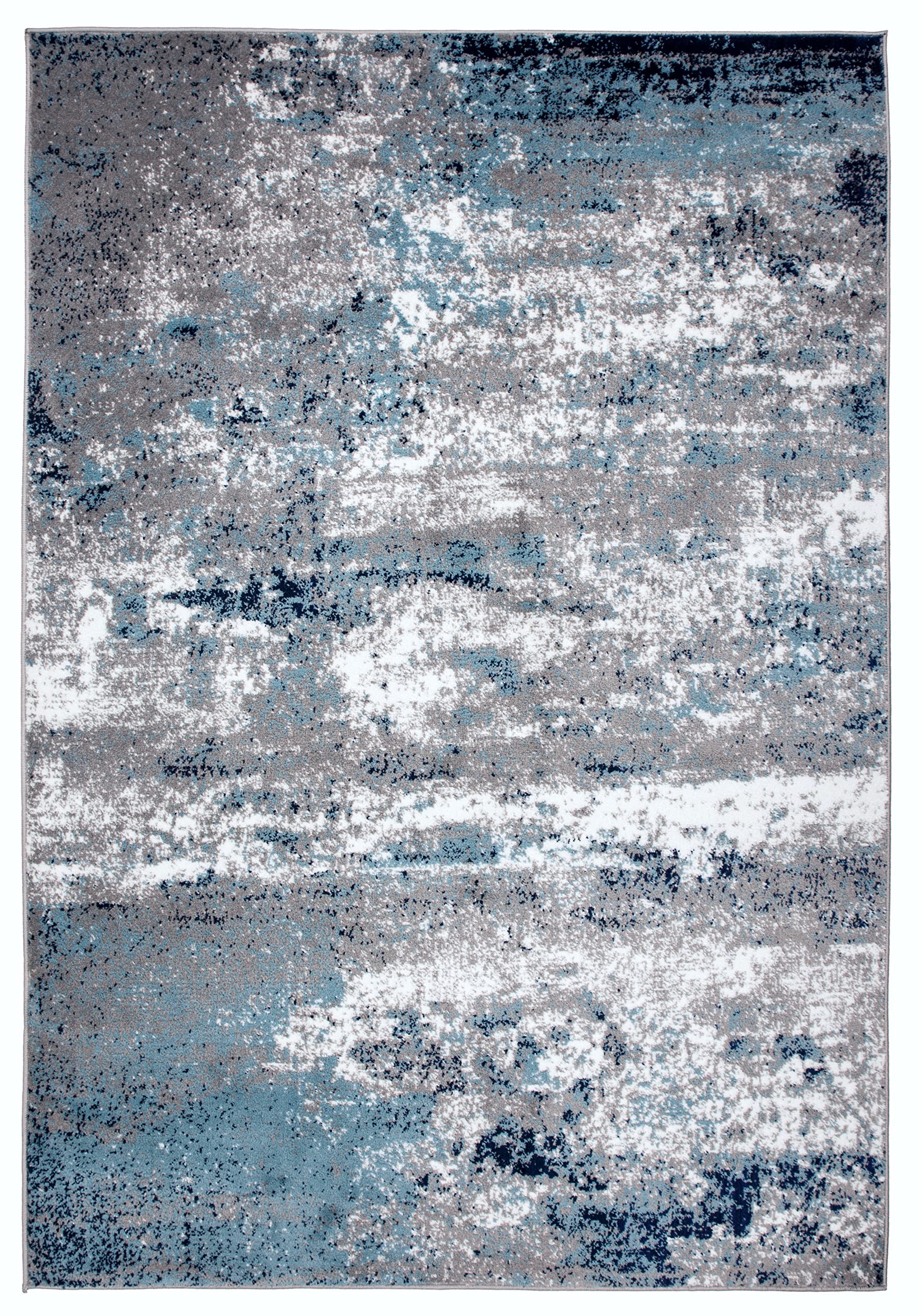 Rugshop Distressed Abstract Watercolor Area Rug 6'6" x 9' Blue