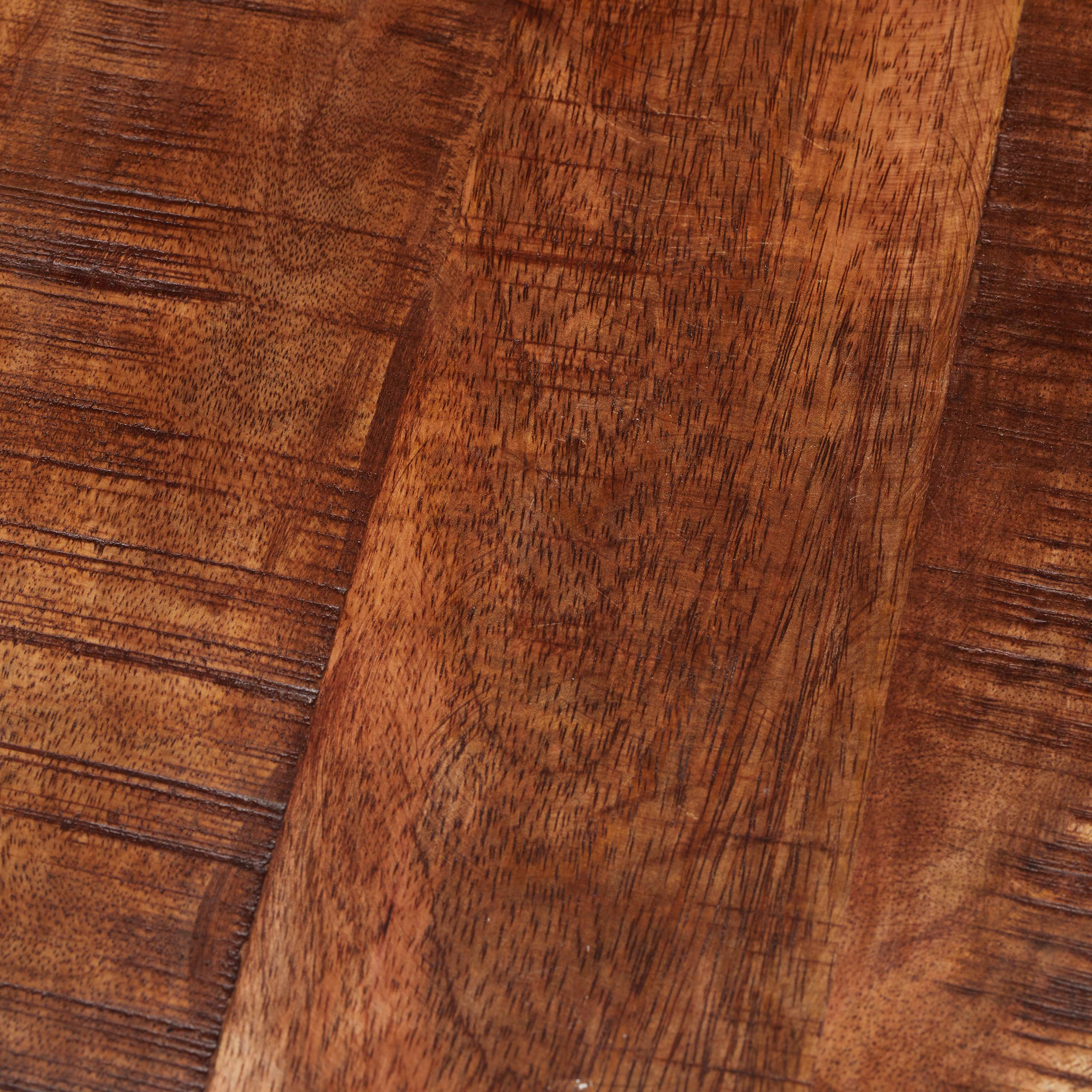 Relaxdays Tavolino da Salotto, Set da 3, Ripiano Rotondo in Legno di Mango, Telaio in Metallo, Industrial, Naturale