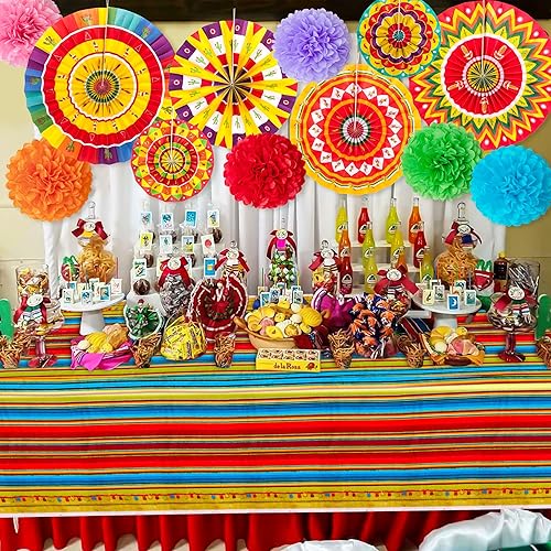 Miniatura 6 de 35 decoraciones de fiesta mexicana con temática de fiesta – Suministros de fiesta de Cinco de Mayo para cumpleaños, boda, baby shower, abanicos de