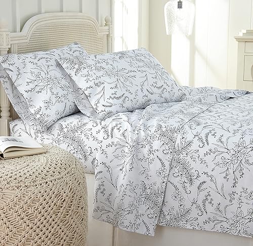 Miniatura 40 de Southshore Fine Living, Inc. Colección Perfect Paisley, juego de sábanas de 4 piezas para cama tamaño king con bolsillo extra profundo, sábana Azul