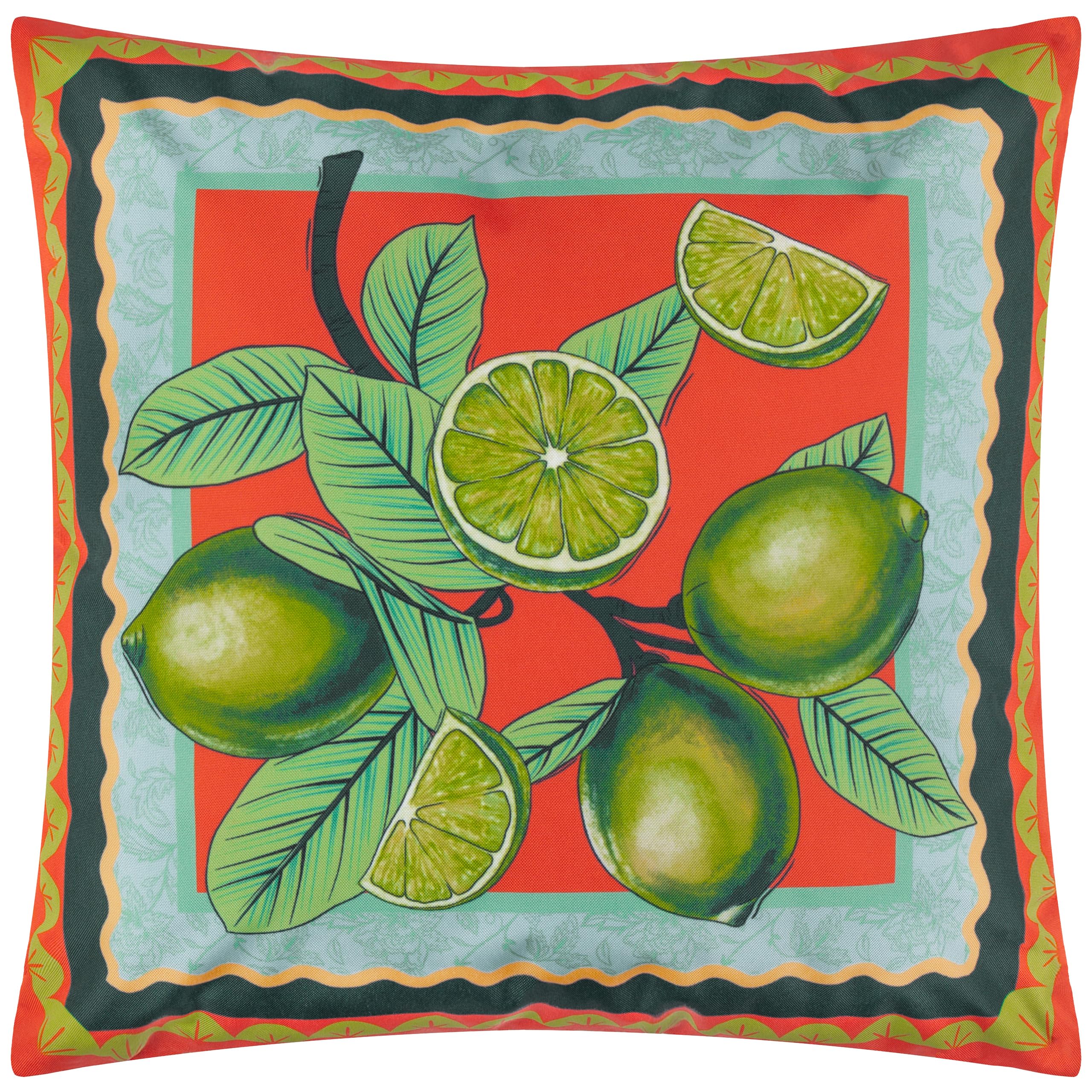 furn. Anemone Limes Printed Outdoor Cushion Cover – Durable, Water-Resistant & Reversible for Year-Round Use (Cover Only, 45x45cm)