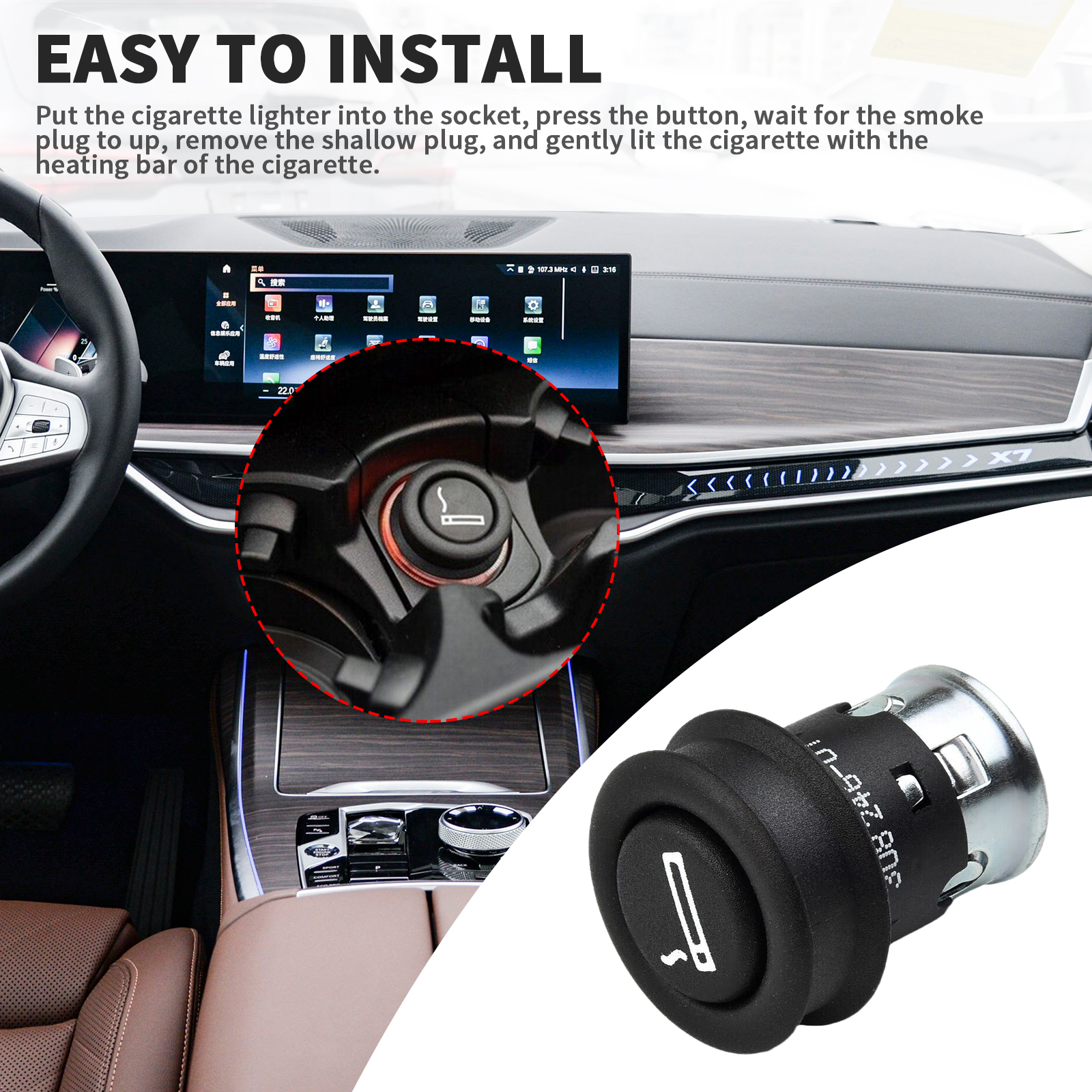 Sigarettenaansteker Element Socket Plug 61349308246 ABS Car Auto Sigarettenaansteker Vervanging voor 1 2 3 4 5 6 7X3 X5 X6 Z3 Serie