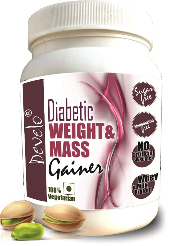 Image of Develo Weight & Mass Gainer for Diabetics, Sugar Free Supplement for Diabetes Care, Weight & Muscle Gain - 1kg Elaichi Pista
