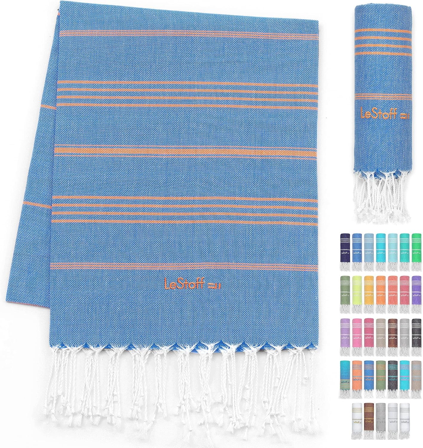 LeStoff Turkish Hammam Towel, 100% organic cotton, 95 x 180 cm, Pre-washed, Absorbent, Quick-drying, Lightweight