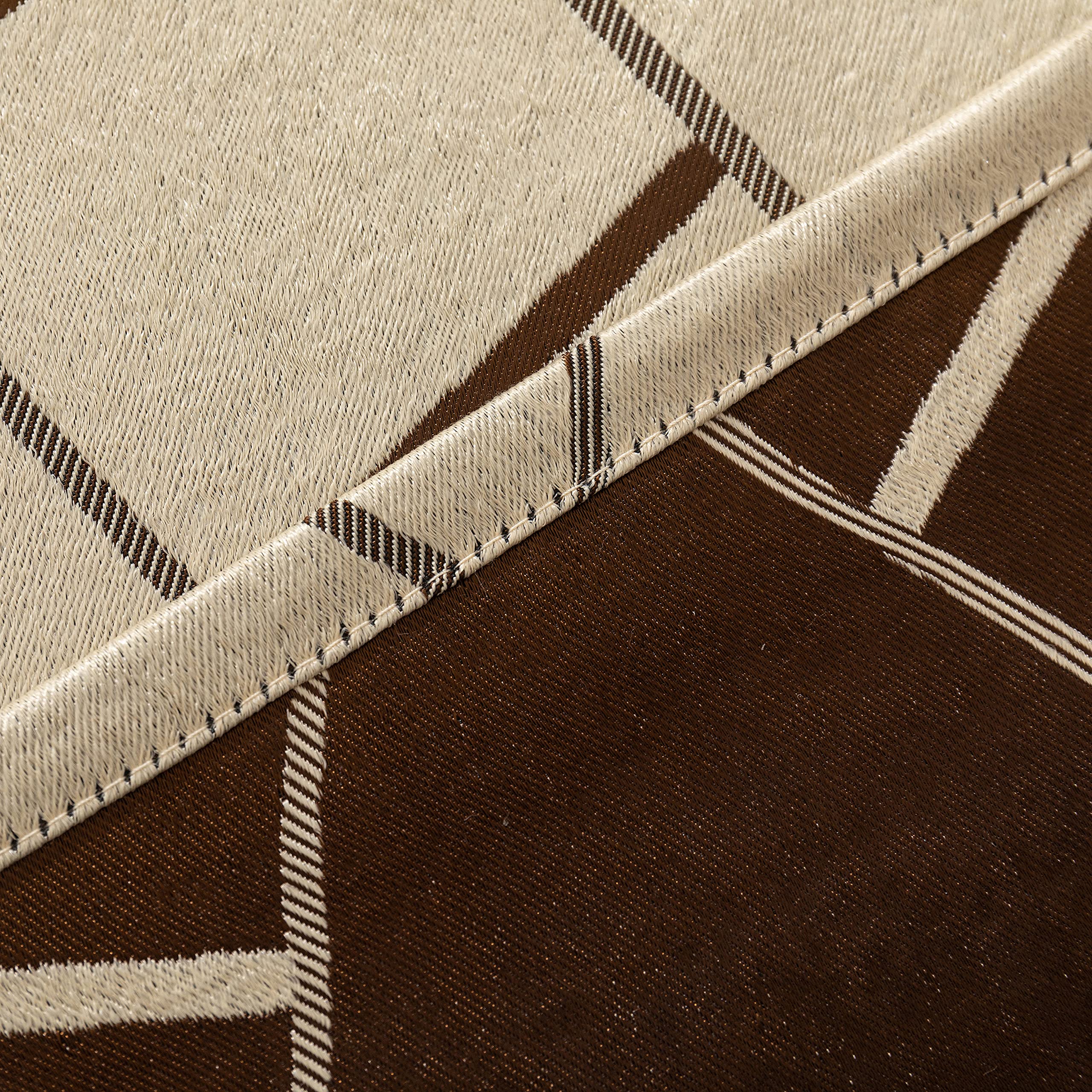 GIRASOLE HOME Paire de rideaux beige occultants fantaisie géométrique, marron, pour salon, chambre, bureau, balcon, porte, fenêtre, 2 panneaux avec œillets (beige et marron, 140 x 280 cm)