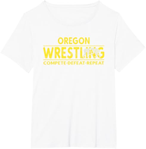 Miniatura 35 de Oregon Wrestling - Compete, Defeat, Repeat T-Shirt Negro,Azul Marino,Asfalto,Blanco,Azul Pastel,Arándano,Rojo,Verde Bosque,Verde Kelly,Verde