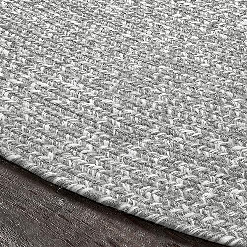 Miniatura 4 de Superior Alfombra trenzada reversible para interiores y exteriores, 5 pies x 8 pies, lona blanca