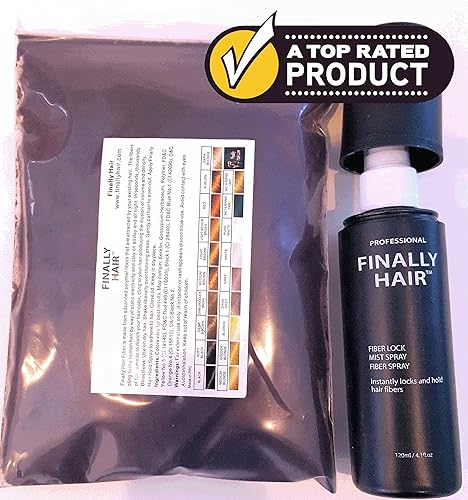 Fibras de construcción para el cabello, 1.76 oz de repuesto más spray de bloqueo de fibra fuerte de 4.1 onzas, recarga tu botella existente. Finally