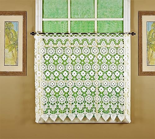 Today's Curtain Medallón Macramé Tier 36", Crudo,35W x 36L