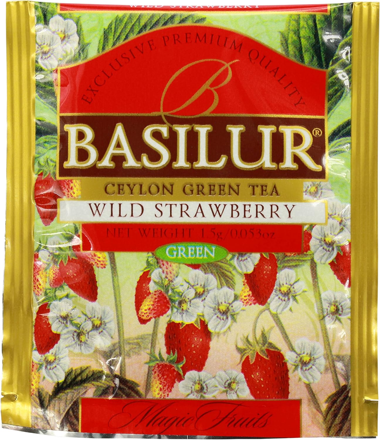 Basilur | Strawberry & Kiwi Tea | Ceylon Black Tea | Magic Fruits Collection | 20 Count Foil Enveloped - Pack of 3