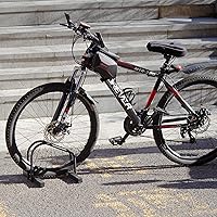 Vista 7 de WALMANN Soporte de piso para bicicleta, soporte de estacionamiento de bicicletas de acero para 1 bicicleta, ruedas de 22-28 pulgadas, ancho máximo