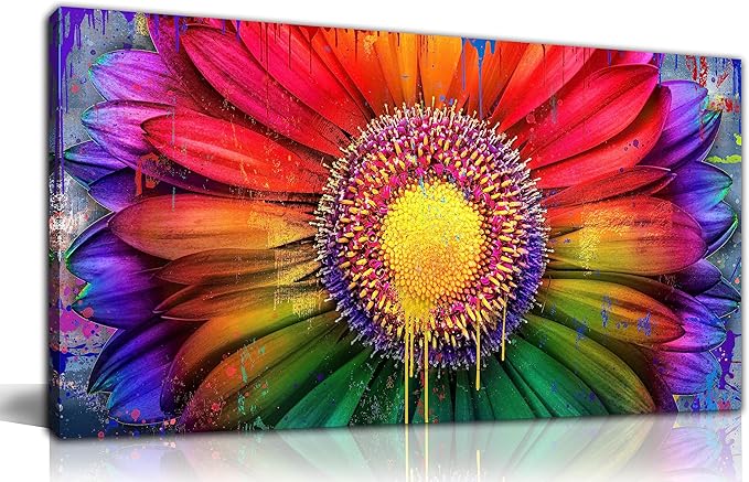 Daisy Flower Art Prints for Bedroom, Colorful Flower Wall Art
