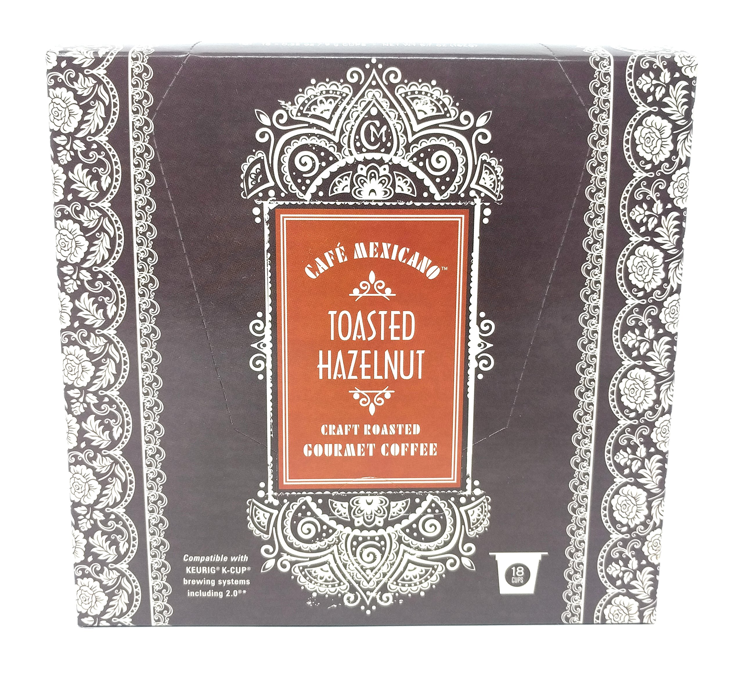 Cafe Mexicano Toasted Hazelnut Craft Roasted Single Serve Gourmet Coffee 18 Cups