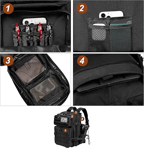 Miniatura 6 de LHI Mochila militar táctica para hombres y mujeres, 25L35L, paquete de asalto militar, mochila pequeña con sistema Molle