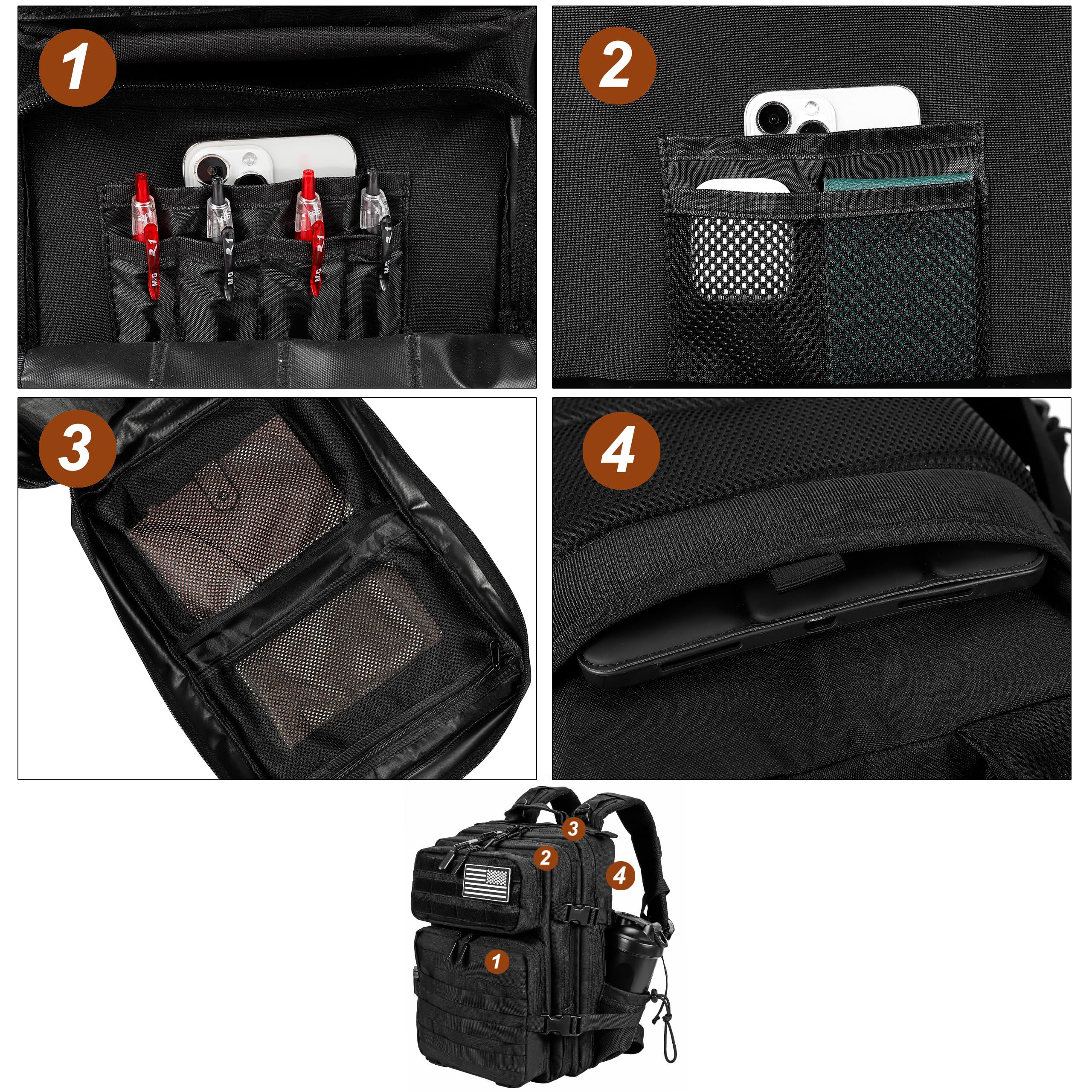 LHI Tactical Military Backpack for Men and Women 25L/35L Army Assault Pack Bag Small Rucksack with Bottle Holder