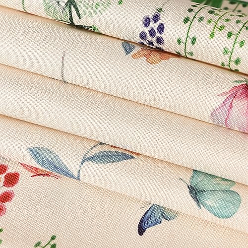 Miniatura 6 de Camino de mesa de comedor de primavera y verano con hojas verdes, flores, mariposas, vegetación, decoración del hogar, 13 x 108 pulgadas